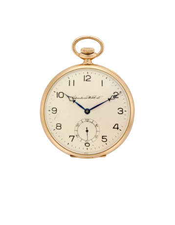 IWC | 14K gold pocket watch | 1960s | Manual wind movement | silvered dial with arabic numerals | Case n. 853505 | Movement n. 825977 | Diam. mm 49 - photo 1
