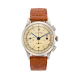 Eberhard & Co., Chronograph | steel wristwatch | 1950s | Manual-wind movement | White dial with indexes, tachymetric scale and sub-dials | Case n. 2485 | Diam. mm 35 | (slight defects) - Foto 1
