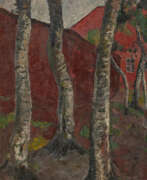 Paula Moderzon-Becker. Paula Modersohn-Becker. Birkenstämme vor rotem Gehöft