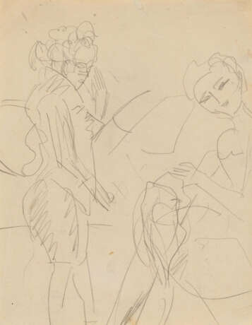 Ernst Ludwig Kirchner. Stehende Frau und nähendes Mädchen - photo 1