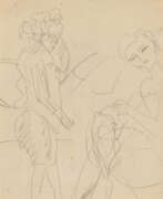 Bleistift. Ernst Ludwig Kirchner. Stehende Frau und nähendes Mädchen