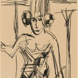 Ernst Ludwig Kirchner. Tänzerin mit hoher Kopfbedeckung. Von vorne gesehen in dreiviertel Figur - Foto 2