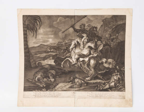 RIDINGER, JOHANN ELIAS (Ulm 1698-1767 Augsburg), 4 Blatt Mezzotinto "Die vier Kontinente": Asia, Africa, Europa und America, - Foto 3