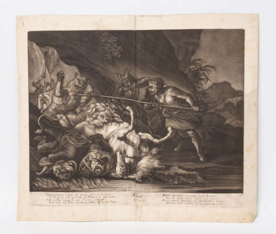 RIDINGER, JOHANN ELIAS (Ulm 1698-1767 Augsburg), 4 Blatt Mezzotinto "Die vier Kontinente": Asia, Africa, Europa und America, - фото 4