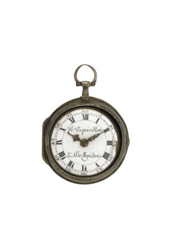 Fr.s Esquivillon | silver pocket watch | 17th/18th century | Key-wind movement | White dial with roman numerals | Case n. 51511 | Movement n. 51511 | Diam. mm 53 | (defects) - фото 1