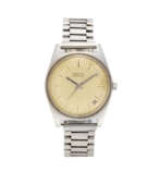 Produktkatalog. Zenith, Automatic Ref. 1201/3 | steel wristwatch | 1970s | Automatic movement | Silvered with indexes and date | Case n. 728D959 | Cal. 2562pc | Diam. mm 35 | (defects)