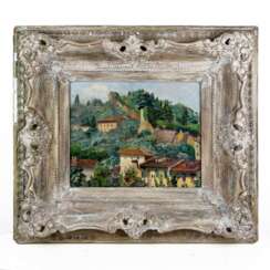 Landscape in an antique frame. Early 20th century. 