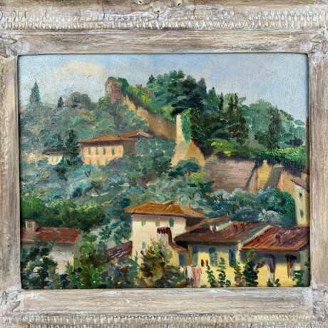Landscape in an antique frame. Early 20th century. oil on cardboard 20th century - photo 5