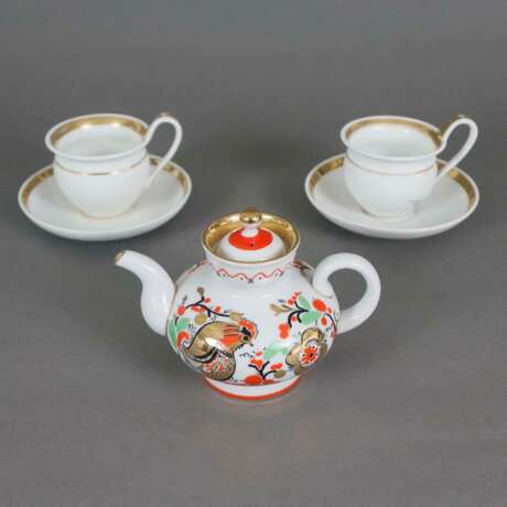 Russische Teekanne und zwei Empire-Tassen - Porzellan, 1x kl… - Foto 1