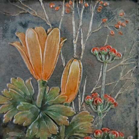 Große Keramik-Wandfliese mit floralem Jugendstil-Motiv - Sta… - фото 2