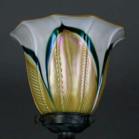 Jugendstil Tischlampe - um 1900/10, floral reliefierter Meta… - фото 6