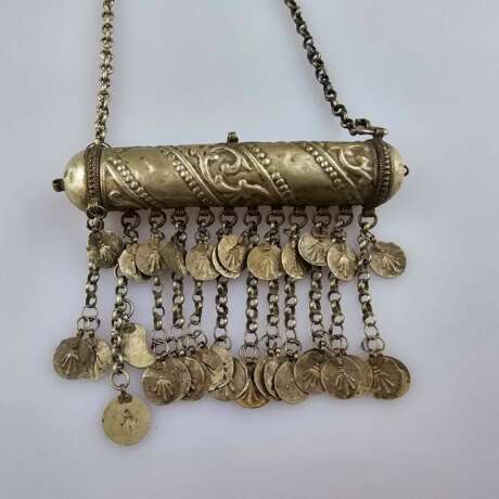 Korankapsel an Kette - Metall silberfarben, ornamental relie… - фото 1