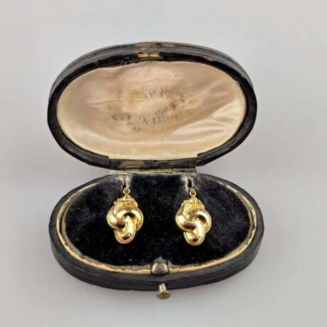 Ein Paar Biedermeier-Ohrringe - Schaumgold 333/000 (8K), ges… - photo 2