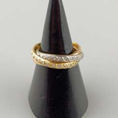 Trinity-Ring mit Diamanten - dreifarbig: Weiß-/Rosé-/Gelbgol…