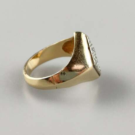 Diamantring - Gelbgold 585/000 (14K), rautenförmiger Ringkop… - Foto 3