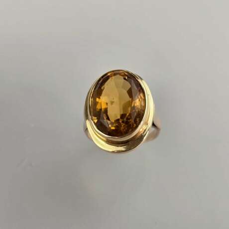Citrinring - Gelbgold 585/000 (14K), gestempelt, hochovaler… - фото 1