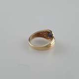 Saphirring mit Diamanten - Gelbgold 585/000 (14K), gestempel… - photo 3