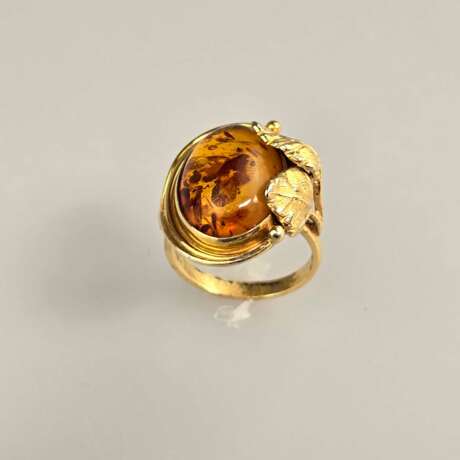 Bernsteinring - Silber 925/000, vergoldet, außen gestempelt,… - photo 3