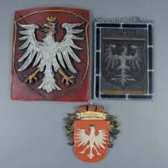 Konvolut Frankfurter Wappenbilder - 20. Jh., 2x Wachsrelief,…