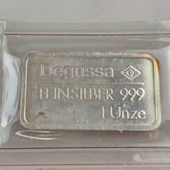 12 Silber-Motivbarren Degussa - Feinsilber 999 (1 Unze), 5x…