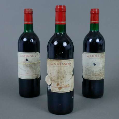 Weinkonvolut - 3 Flaschen 1987 Margaux, Marquise de Lassime,… - фото 1
