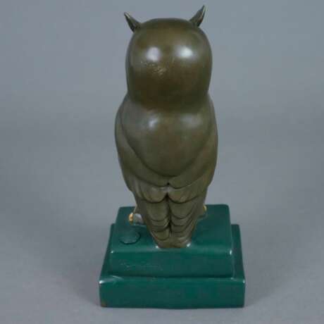 Bronzefigur "Büchereule" - 20. Jh., Bronze, polychrom gefass… - photo 5