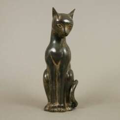 Sitzende Katze - Galvanoplastik, bronziert, naturalistische…