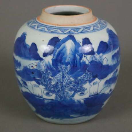 Kleiner Blau-Weiß-Deckeltopf - China, späte Qing-Dynastie, P… - Foto 1