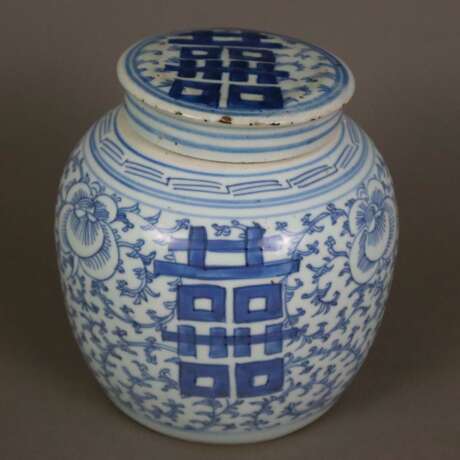 Blau-weißer Deckeltopf - China, ausgehende Qing-Dynastie, sp… - Foto 1