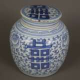 Blau-weißer Deckeltopf - China, ausgehende Qing-Dynastie, sp… - Foto 1