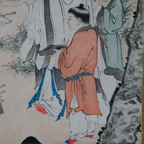 Chinesisches Rollbild - nach 1900- Kalligraph mit Gehilfen u… - Foto 2