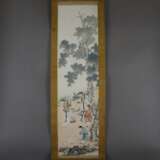 Chinesisches Rollbild - nach 1900- Kalligraph mit Gehilfen u… - Foto 12