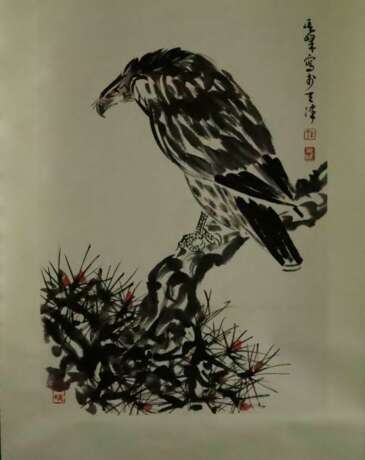 Chinesisches Rollbild - Adler, nach Sun Qifeng, Tusche und F… - фото 8