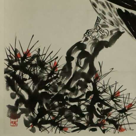 Chinesisches Rollbild - Adler, nach Sun Qifeng, Tusche und F… - фото 3