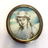 Nathanaiel Plimer (Wellington 1757 - 1822) zugeschrieben: Elfenbein Miniatur. Brustbild einer jungen Adligen. London um 1800 - фото 1