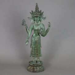 Bodhisattva-Figur - Nepal /Tibet 20.Jh., Bronzelegierung mit…