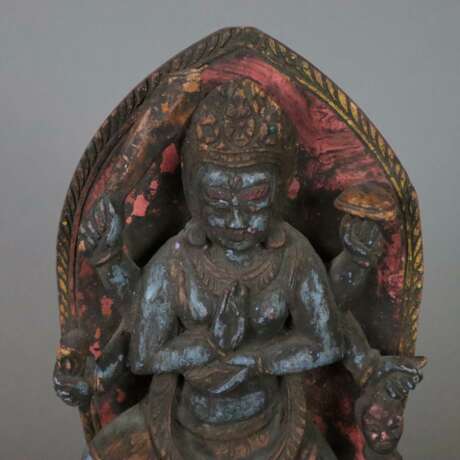 Stele mit Mahakala - Tibet, Holz geschnitzt, kultische Bemal… - Foto 2