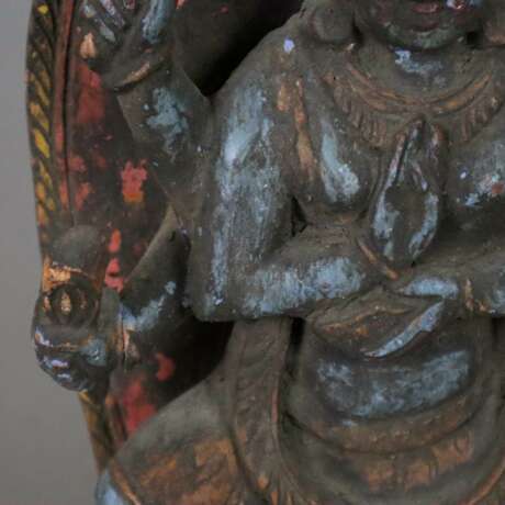 Stele mit Mahakala - Tibet, Holz geschnitzt, kultische Bemal… - Foto 4