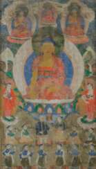 Thangka mit Buddha Shakyamuni - Tibet, 19.Jh., Gouache auf L…