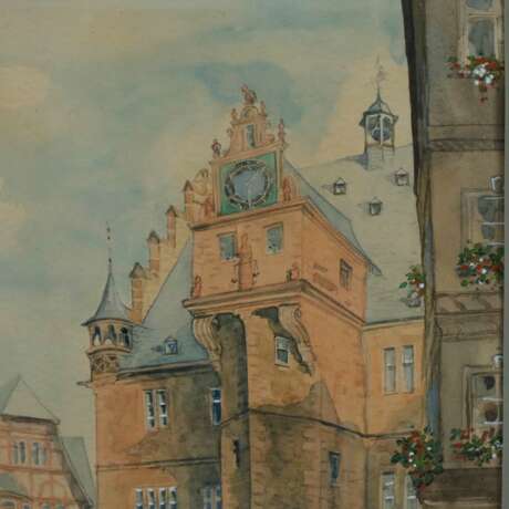 Bock (20. Jh.) - Blick auf das Marburger Rathaus, 1931, Aqua… - фото 3