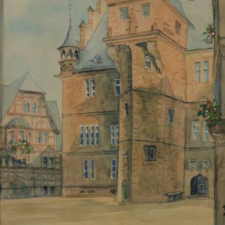 Bock (20. Jh.) - Blick auf das Marburger Rathaus, 1931, Aqua… - фото 4