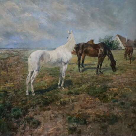 Ebner, Richard (1860-1911) - Auf der Pferdekoppel, Öl auf Le… - photo 7