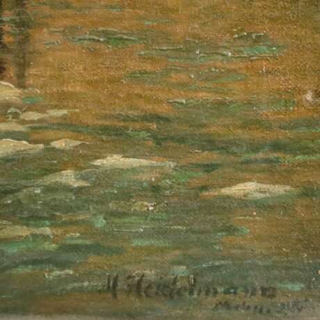 Heidelmann, Max (XIX-XX) - "Treibeis auf der Elbe", Öl auf L… - Foto 10