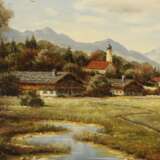 Mayer, M. (20. Jh.) - Heuernte im Gebirgsdorf, Öl auf Holz,… - Foto 5