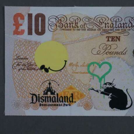 Banksy - "Dismal 10 Pound Canvas" mit "Love Ratte (grün)"-Mo… - Foto 3