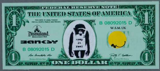 Banksy - "Dismal 1 Dollar Canvas" mit "Keep it real"-Motiv,… - Foto 6