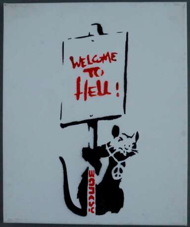 Banksy - "Dismal Canvas" mit Motiv "Welcome to Hell", 2015,… - Foto 1