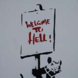 Banksy - "Dismal Canvas" mit Motiv "Welcome to Hell", 2015,… - Foto 3