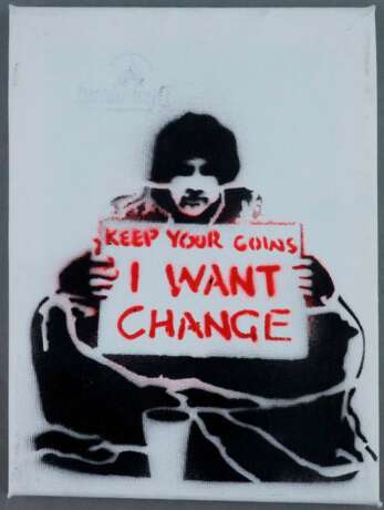 Banksy - "Dismal Canvas" mit Motiv "Keep Your Coins, I Want… - photo 1