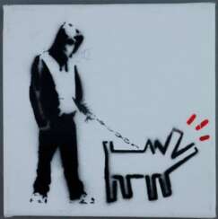 Banksy - "Dismal Canvas" mit Motiv "Haring Dog", 2015, Souve…